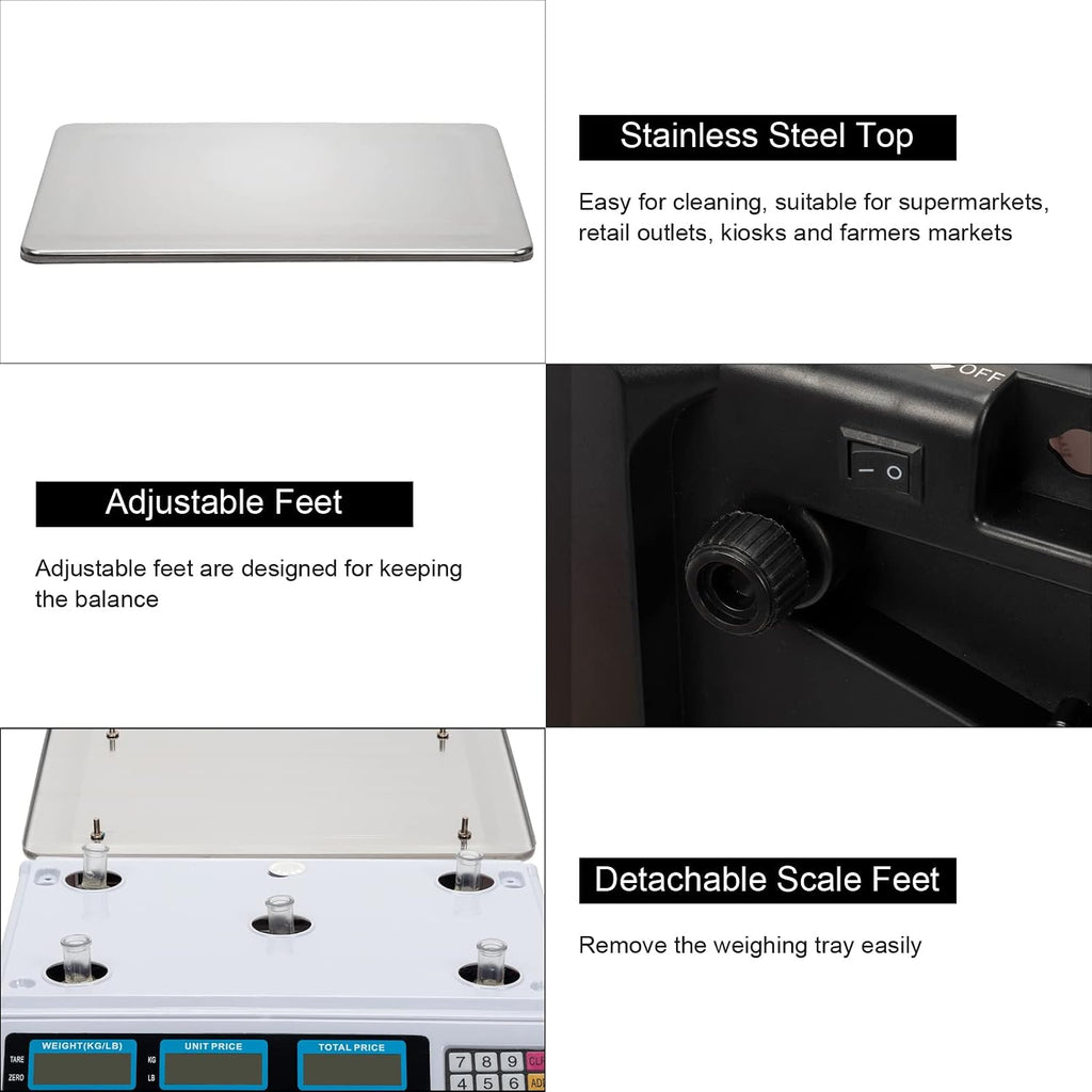 88LB Electronic Price Computing Scale Digital Deli Scale Weight Counting Equipment with HD Backlit LCD Display for