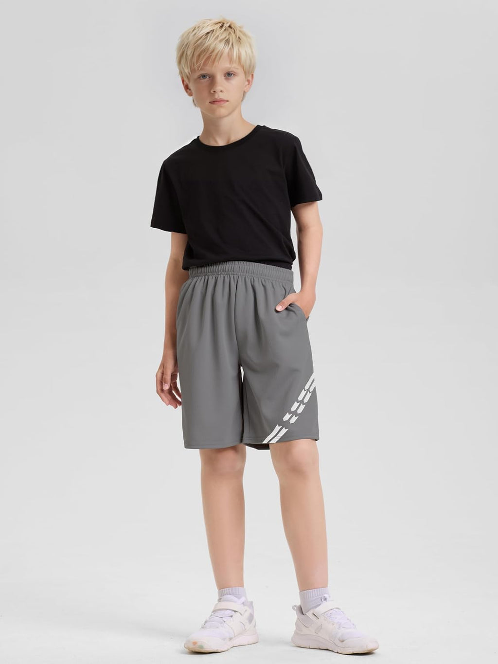 5 Pack Boys Athletic Shorts Youth Kids Soccer Basketball Shorts with Pockets Quick Dry Mesh Shorts Elastic Waist