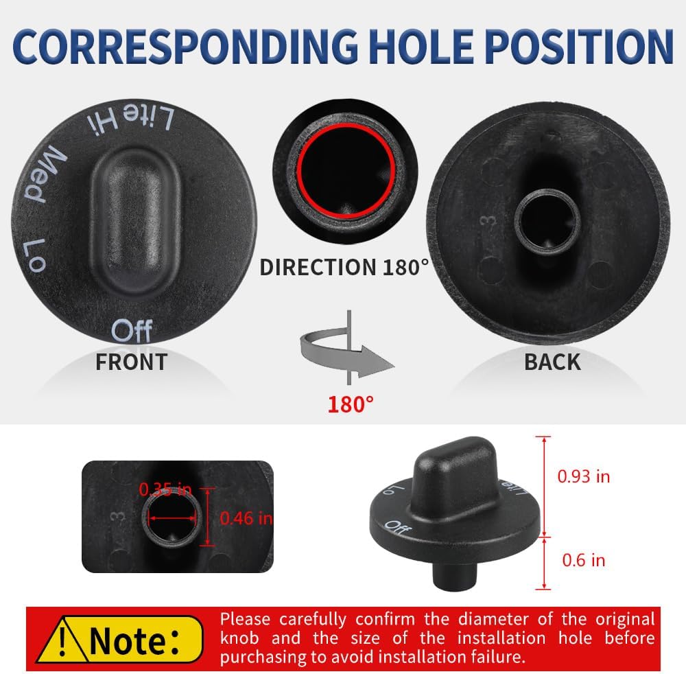 4 Pcs 71001641 Cooktop Burner Control Knob Fit for Jenn Air Downdraft Range