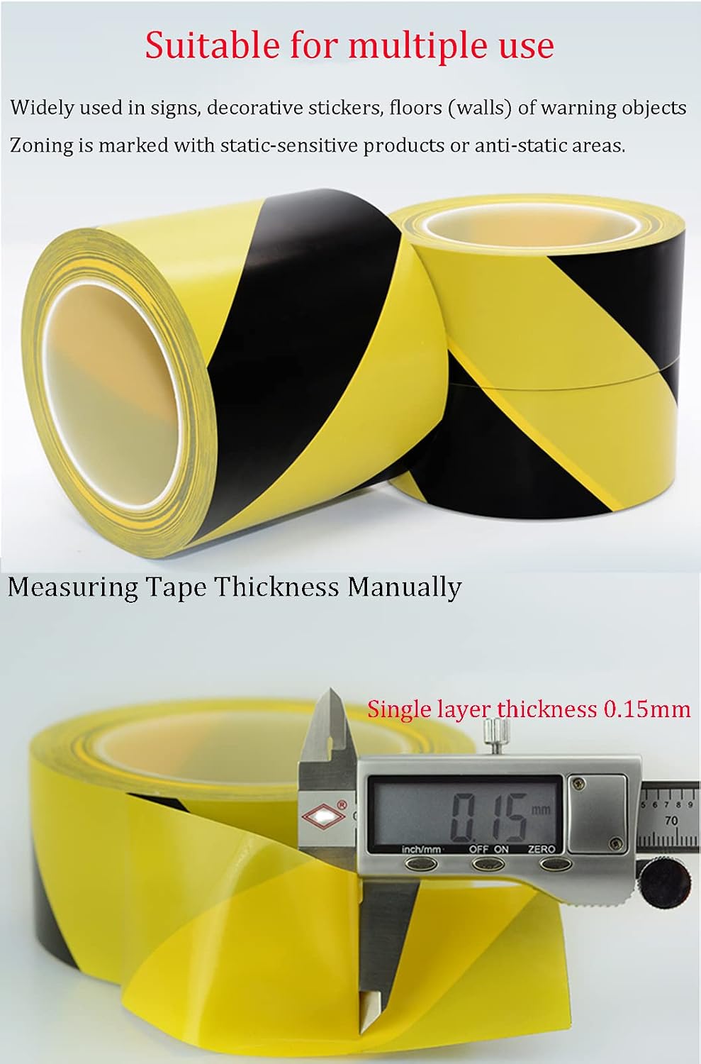 48Mm X 33M Hazard Warning Tape,Safety Tapes,Floor Tape I Caution Tape I Ideal for Social Distancing Floor Tape and Floor