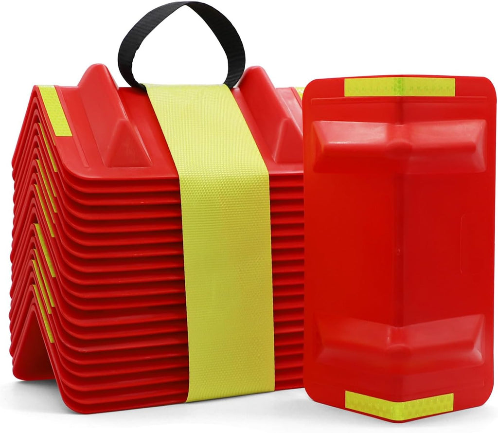20-Pack Flatbed Cargo Edge Protectors with Reflective Strip, Red