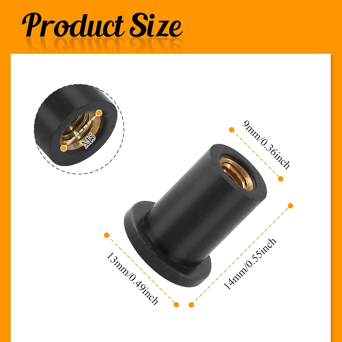 12Pcs M5 Rubber Well Nuts