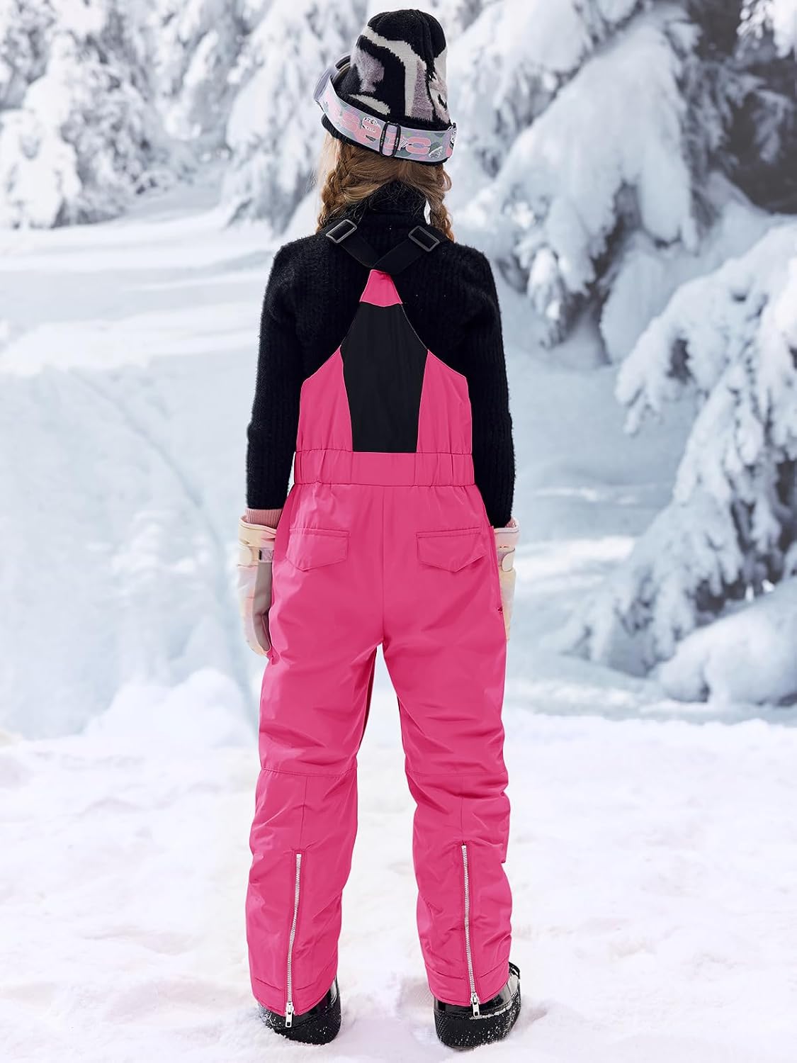 Kids Snow Bibs Waterproof Insulated Ski Pants Overalls Snowsuit | Easy on/off,Snow pants,Snowboard Overalls,,Girls