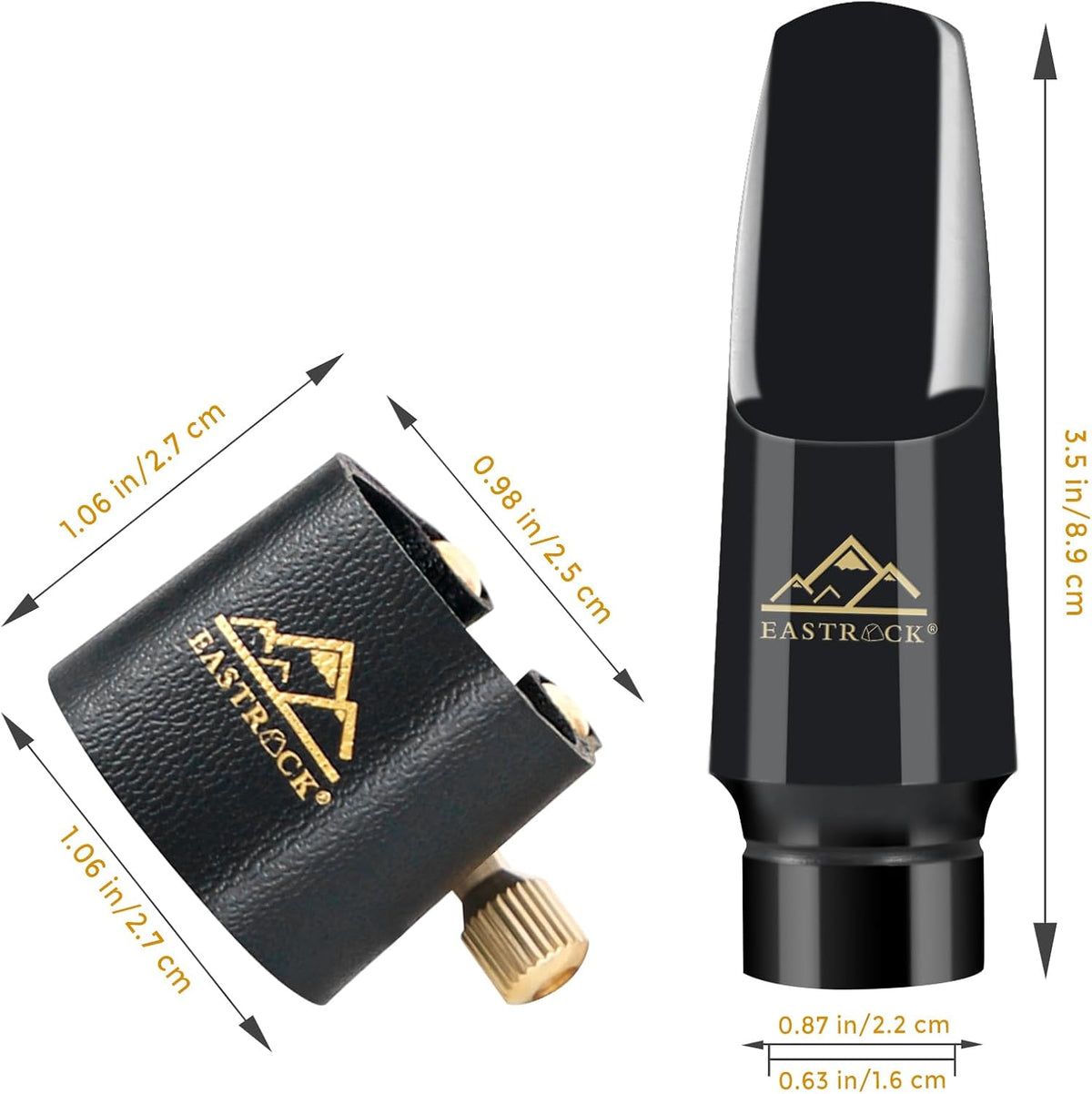 Alto Saxophone Mouthpiece Kit includes Leather Ligature, Plastic Cap, Professional Alto Sax Mouthpiece, Musical