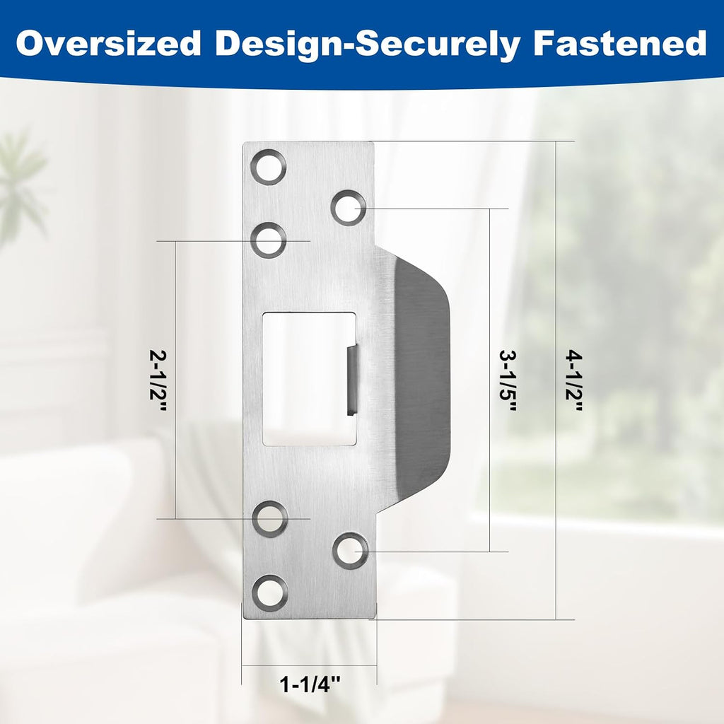 U 9553 Door Reinforcement Plate Kit for 1-3/4" Doors, 2-3/8" Backset | Stainless Steel ,Includes Door Strike Plate