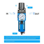 NANPU 1/2" NPT Compressed Air Filter Regulator Combo Piggyback