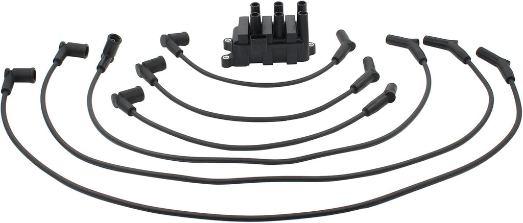 Ignition Coil and Spark Plug Wires Set for Ford for Mazda | for Ford E150 E250 2001-03,F150 4.2 01-08,Freestar