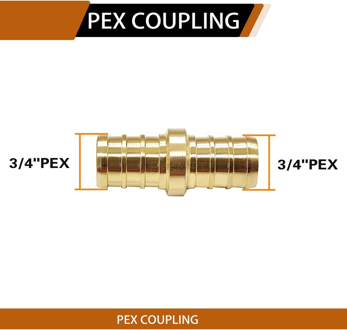 12 Pack Brass 3/4" Pex Coupling,Straight 3/4" Coupling Pex Fittings