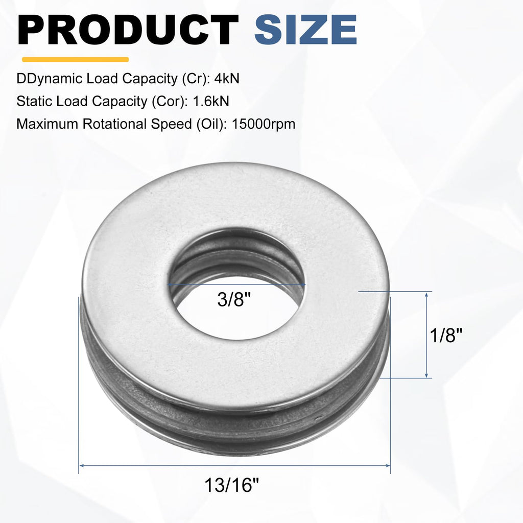 uxcell 4 Sets NTA613 Thrust Needle Roller Bearings with Washers, ID 3/8"