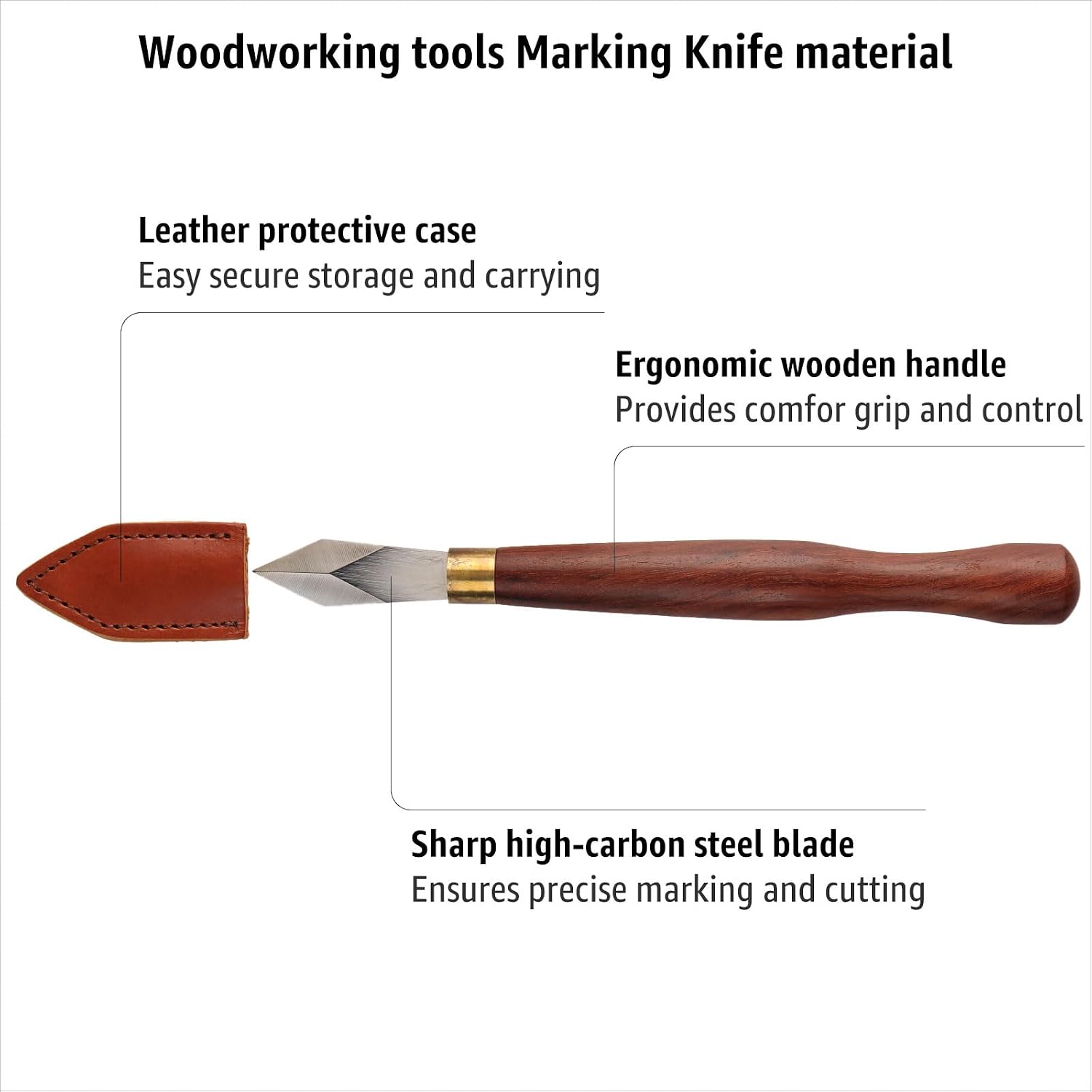 Woodworking Marking Knife, Precision Dovetail Layout Scriber Tool | 7.09-inch Double Bevel High Carbon Steel Blade