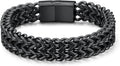Bracelet for Men, 316L Stainless Steel Franco Cuban Link Chain Bracelet with Sturdy Clasp, 6/10/12MM Widths