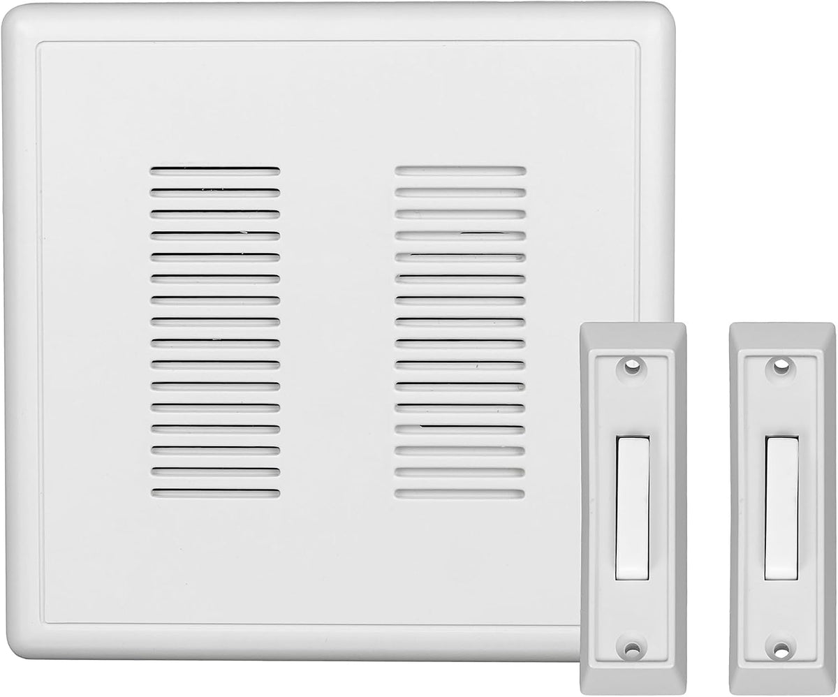 PrimeChime Plus 2 Electric Doorbell Kit - Doorbells for Home - Includes Selectable Ring Chimes - Basic Button, White