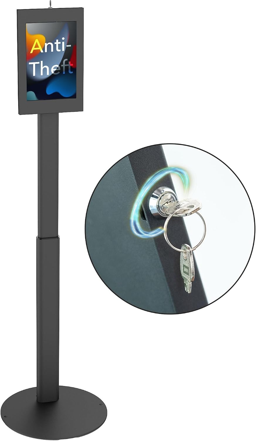 Anti-Theft Tablet Floor Stand Kiosk for Samsung Galaxy Tab A & S | Lockable Enclosure, Height Adjustable