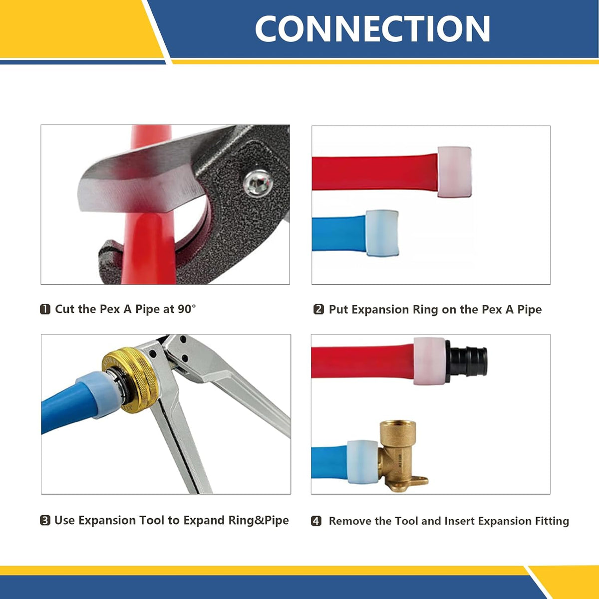 10PACK GUOFIS PEX-A Expansion 1/2" Coupling Brass Fitting(PEX1960008-10)
