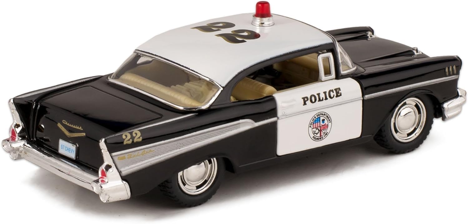 1957 Chevy Bel Air Coupe 1:40 Scale 5" Die Cast Metal Classic Toy Car (Rescue Police)