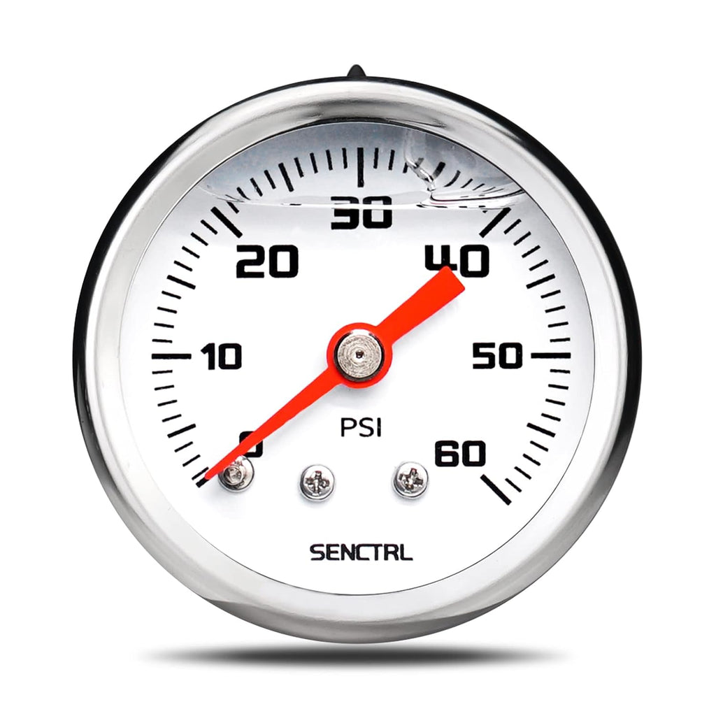 SENCTRL 0-60 Psi Fuel Pressure Gauge, 1/8" NPT Back Mount