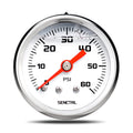SENCTRL 0-60 Psi Fuel Pressure Gauge, 1/8" NPT Back Mount