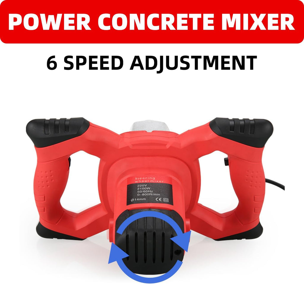 Cement Mixer 2300W, Handheld Electric Concrete Mixer with 6 Adjustable Speed, 110V Portable Mud Mixer Paint Mixer for