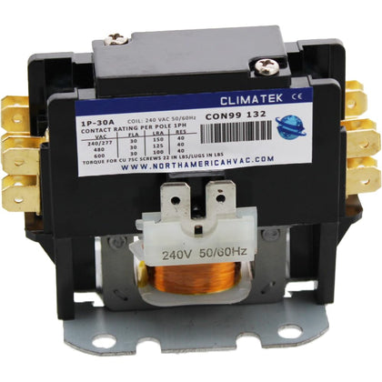 HVAC Motor Contactor, 240VAC 30 Amp Coil 1 Pole Furnace Replacement Relays, Air Conditioner, Heat Pump, Refrigeration
