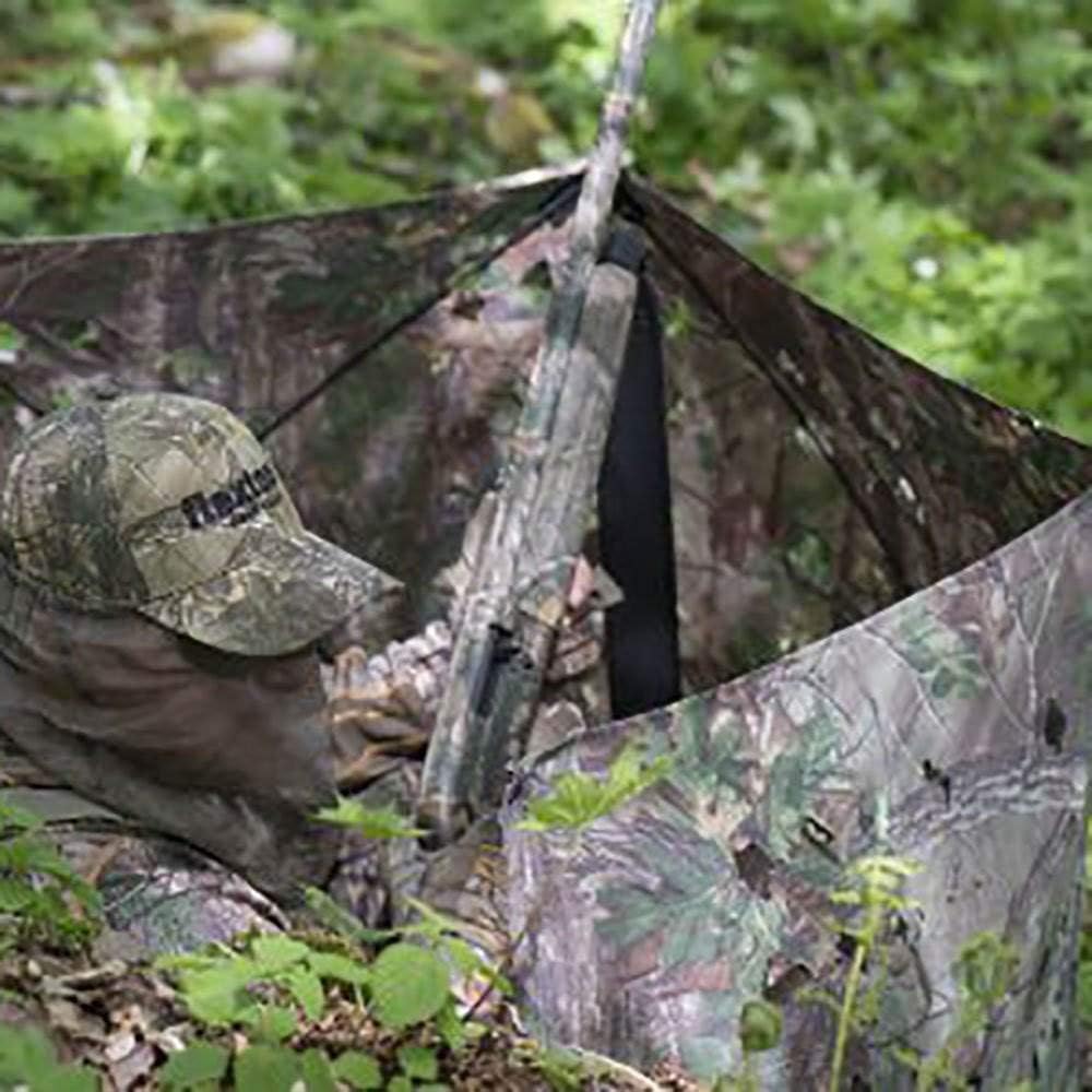 Throwdown Ground 3D Leafy Die-Cut Camo Ultra-Compact Easy-Setup Three-Panel Low-Noise Run-and-Gun 2-Person Hunting Blind