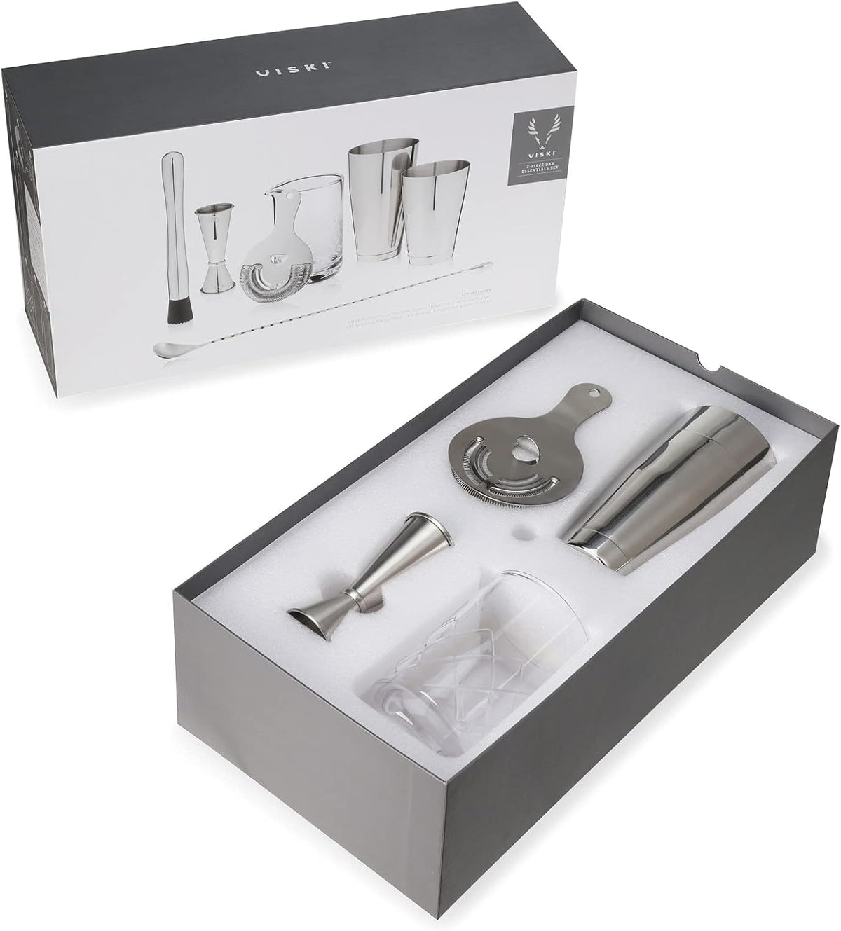 Bartender Kit for Mixed Drinks and Cold Brew Cocktails, Includes Boston Cocktail Shakers, Mixing Glass, Jigger