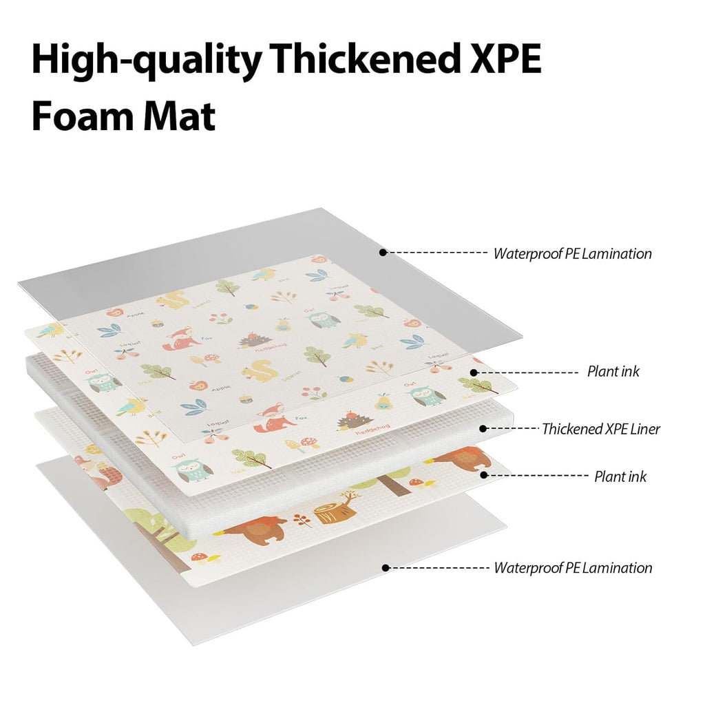 Baby Play Mat, 50 x 50 Inch Play Mat Perfect for Use Baby Playpen, Foldable Baby Foam Playmat for Floor, Portable