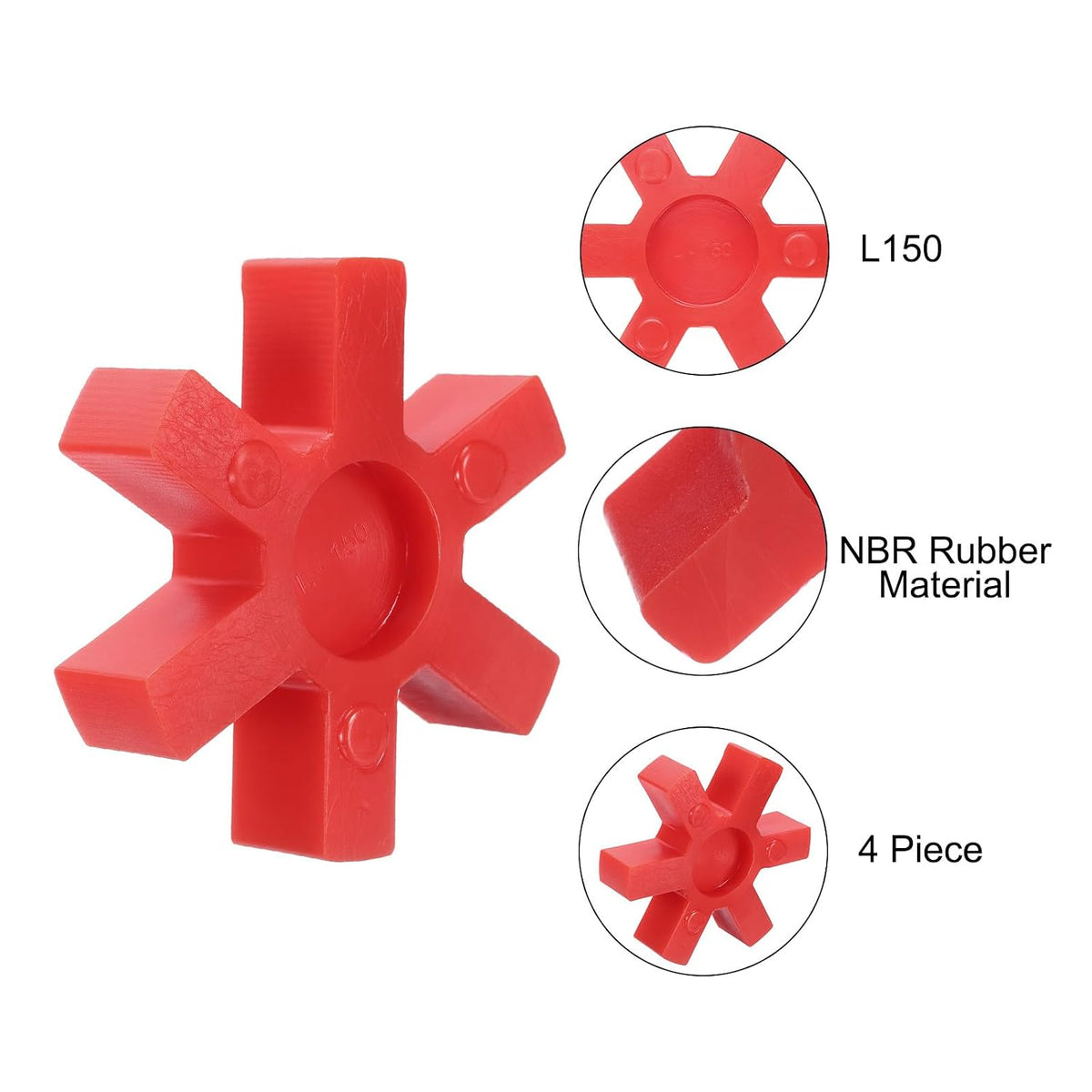 uxcell 4pcs L150 Jaw Flexible Solid Type Jaw Coupling Center Insert Red