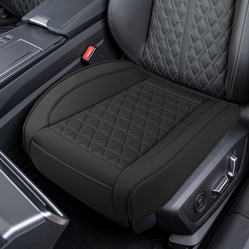 Luxury Faux Leather Car Seat Cover, Anti-Slip Waterproof Universal Front Bottom Seat Protector with Storage Pocket