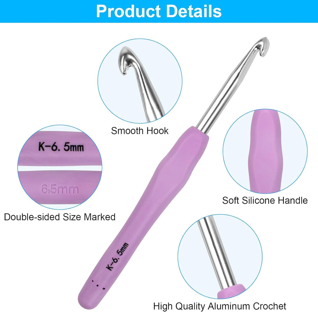 Crochet Hooks 12 Sizes Crochet Hook Set, 51 Pack Yarn Crochet Kit for Beginners, Knitting Needles with Ergonomic