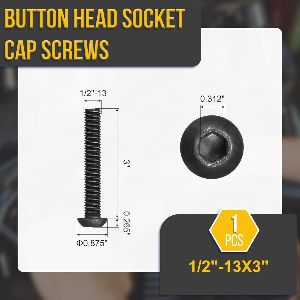 DTGN 1/2"-13x3 Button Head Socket Cap Screws Carbon Steel