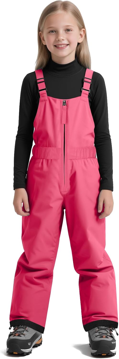 Girls Ski Pants Winter Snow Bibs Kids Insulated Snowboarding Overall | Waterproof 10,000mm,Adjustable straps,Elastic