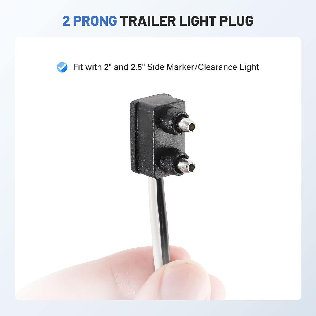 10PCS Trailer Light 2 Wire Pigtail Harness 10" Long, 2 Pin Trailer Light Connector Fits with 2" and 2.5" Side