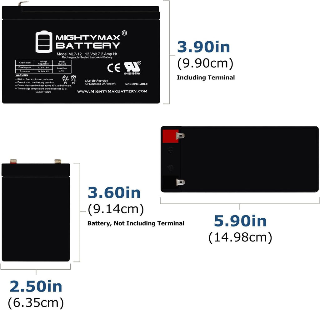 ML7-12 - 12V 7.2AH Replacement UPS Battery for APC Back-UPS-550 BE550G