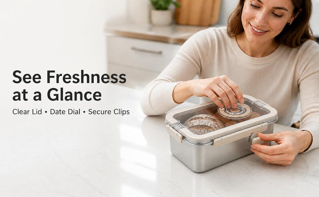 Large Sourdough Proofing Box, 5800ML 304 Stainless Steel Bread Box for Dough Fermentation & Meat Marinating, with