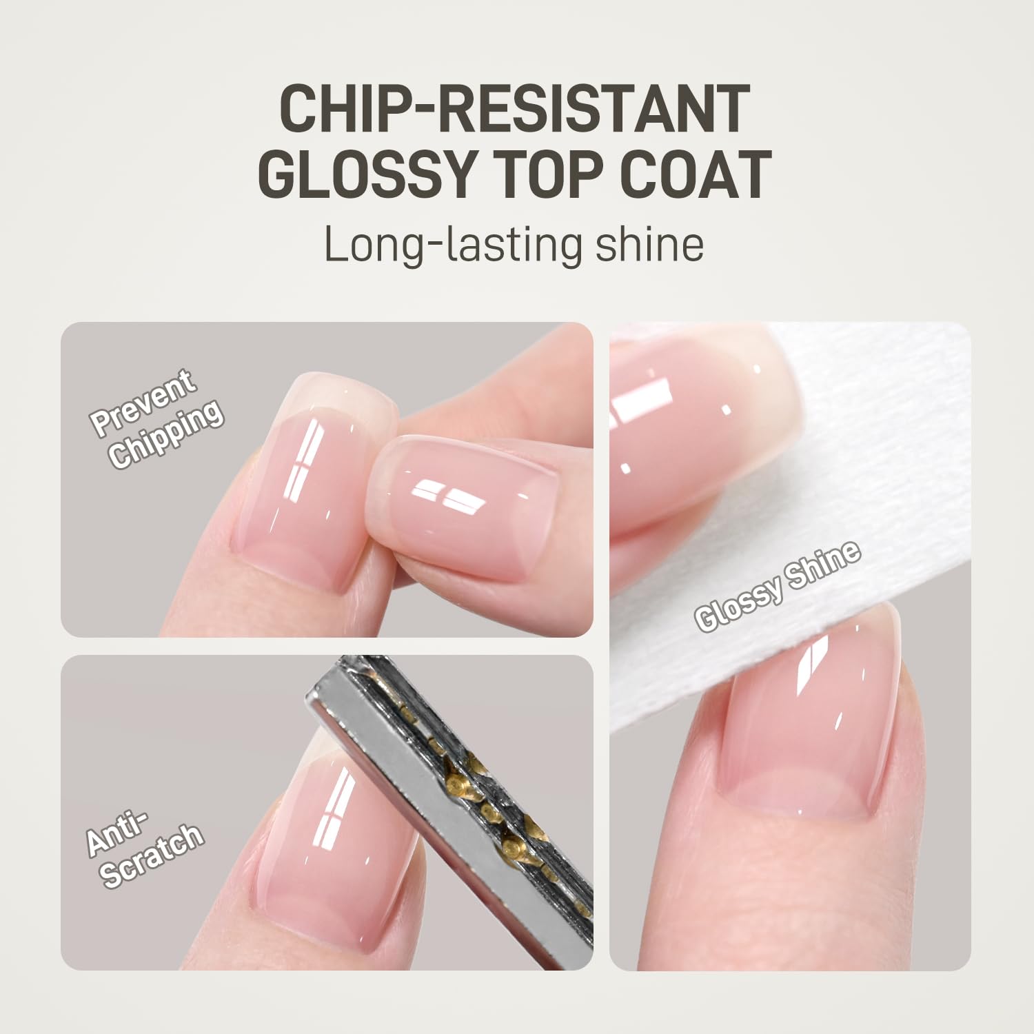 Gel Top Coat, Builder Gel and Base Coat Set, 16ml 3 Pcs Clear Glossy No Wipe Combination for Long Lasting UV Light