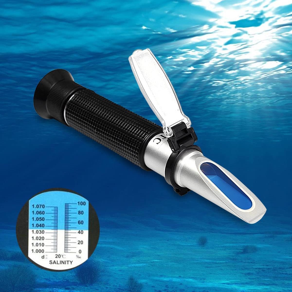 Salinity Refractometer for Seawater and Marine Fishkeeping Aquarium 0-100 PPT with Automatic Temperature Compensation