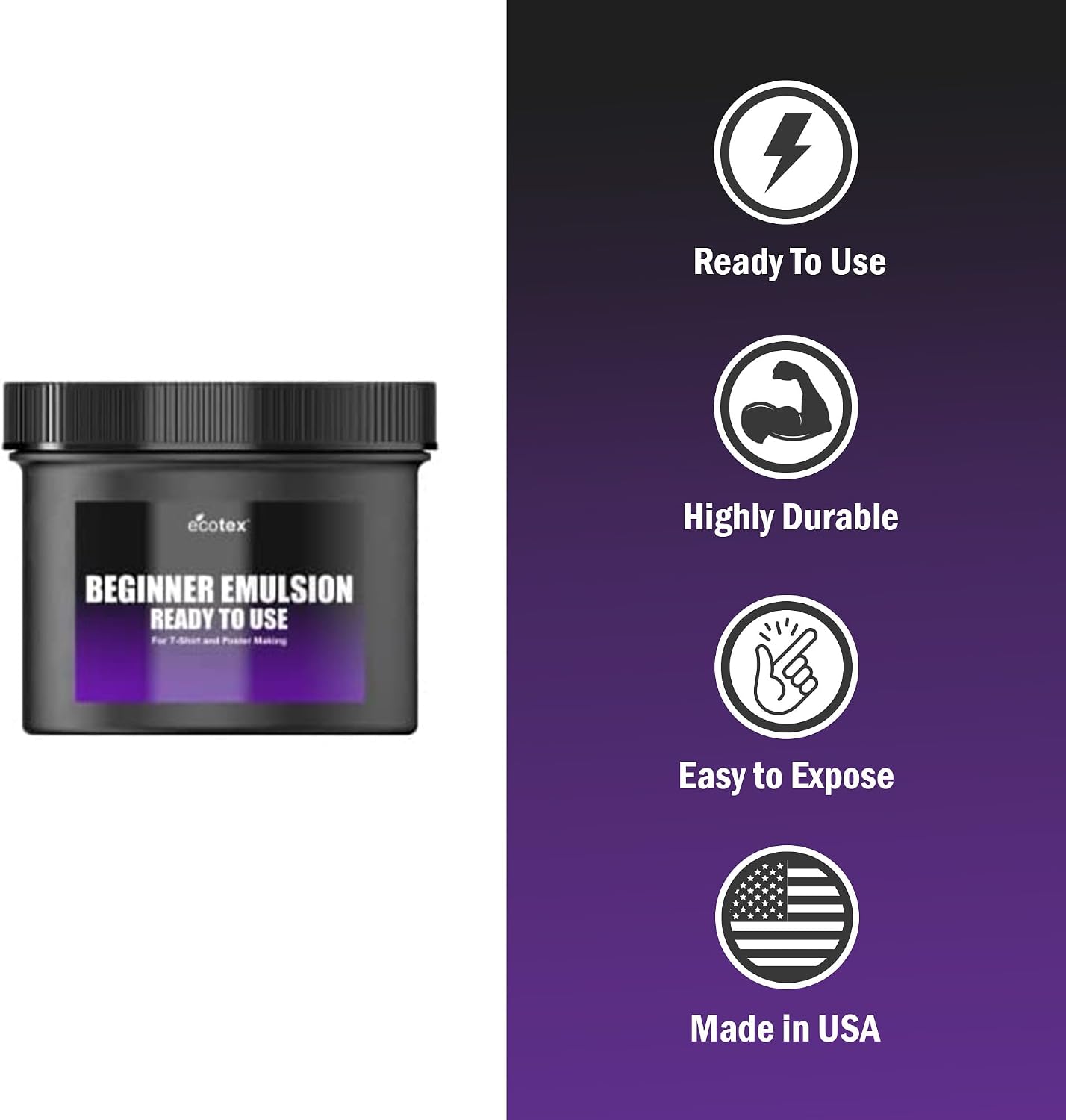 Ecotex Beginner Screen Printing Emulsion, Ready to Use Photo Emulsion 8oz | Premixed, Pre-Sensitized & Ready To Use