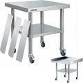 30" x 36" Thickened 1mm Stainless Steel Equipment Stand with Detachable Splashes, Prep Table with Casters &