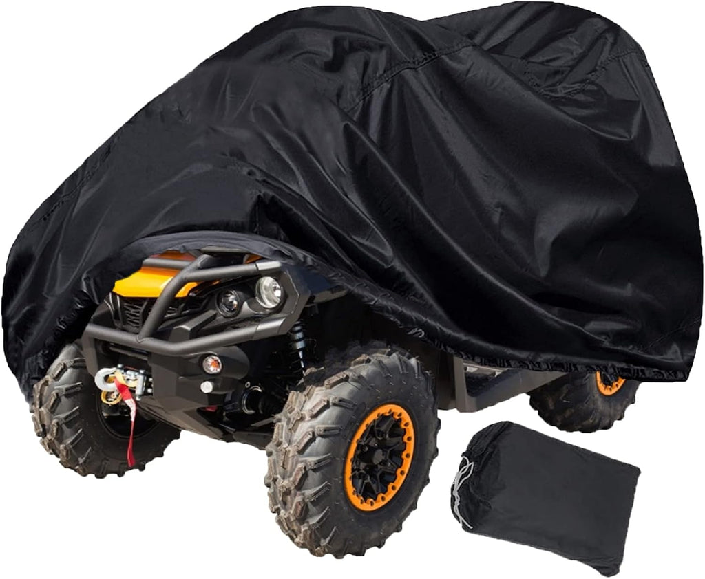 ATV Cover with Buckle Waterproof, 420D Heavy Duty Ripstop Protects 4 Wheeler from Snow Rain Sun,Outdoor Storage Quad