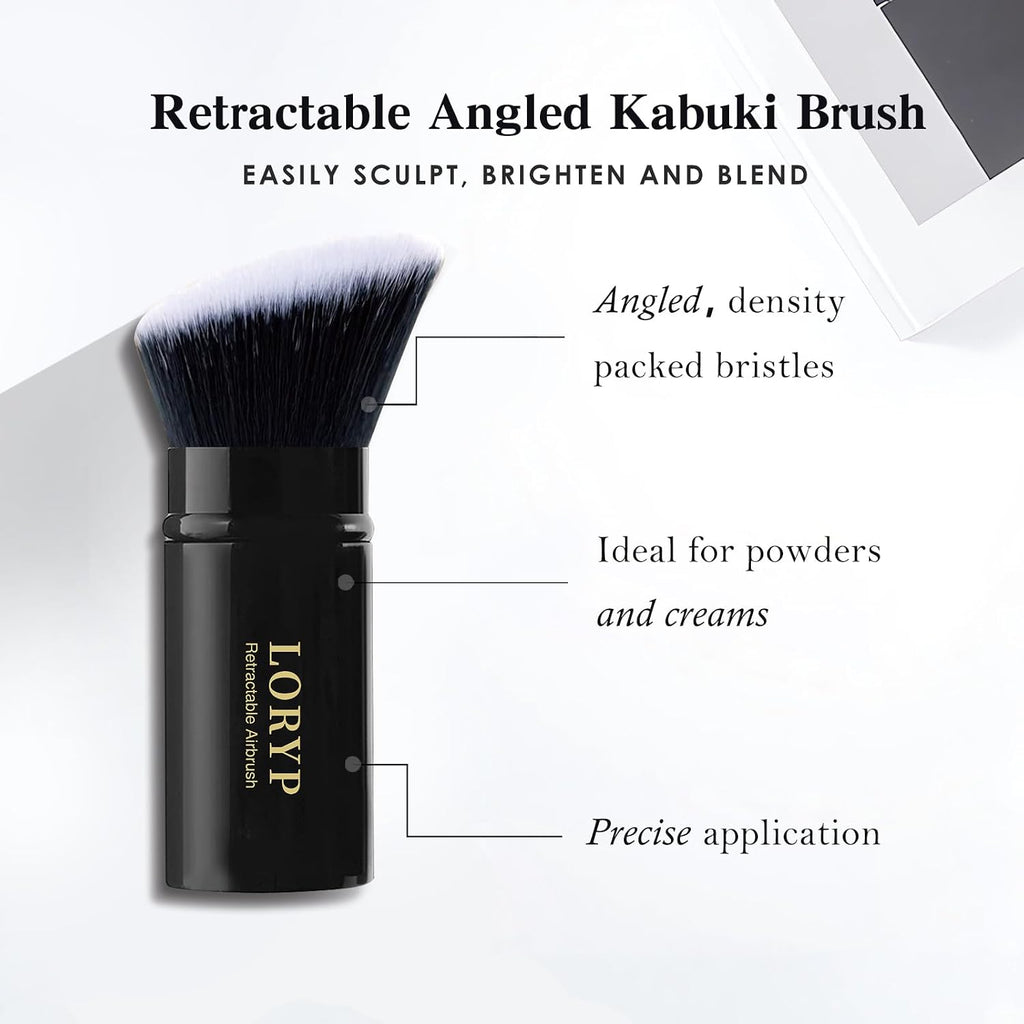 Retractable Kabuki Foundation Brush 2 Pack Travel Makeup Brush Set