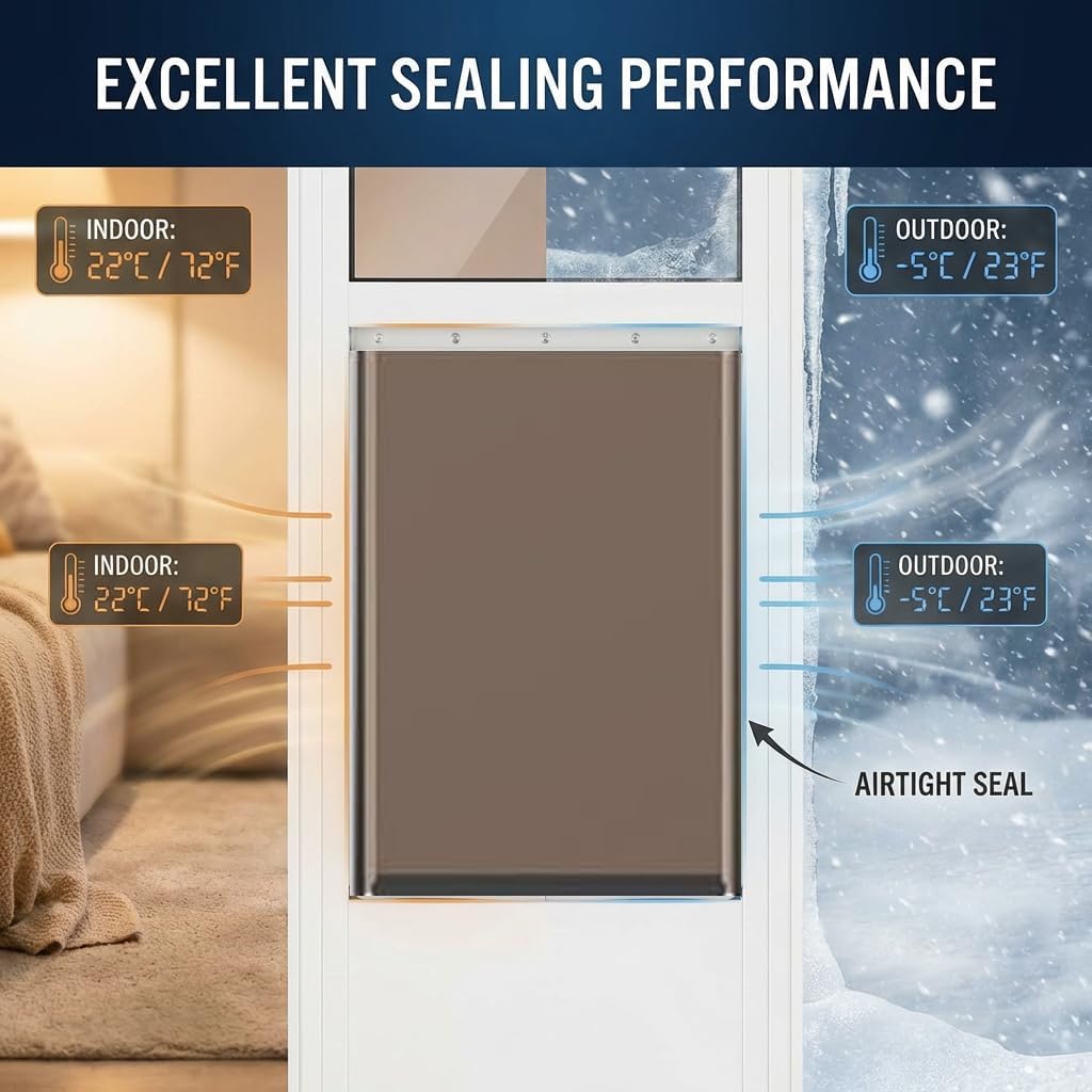 Dog Door for Sliding Glass Door, Adjustable Height 75 3/5" to 80", Aluminum Frame Sliding Door Dog Door Insert