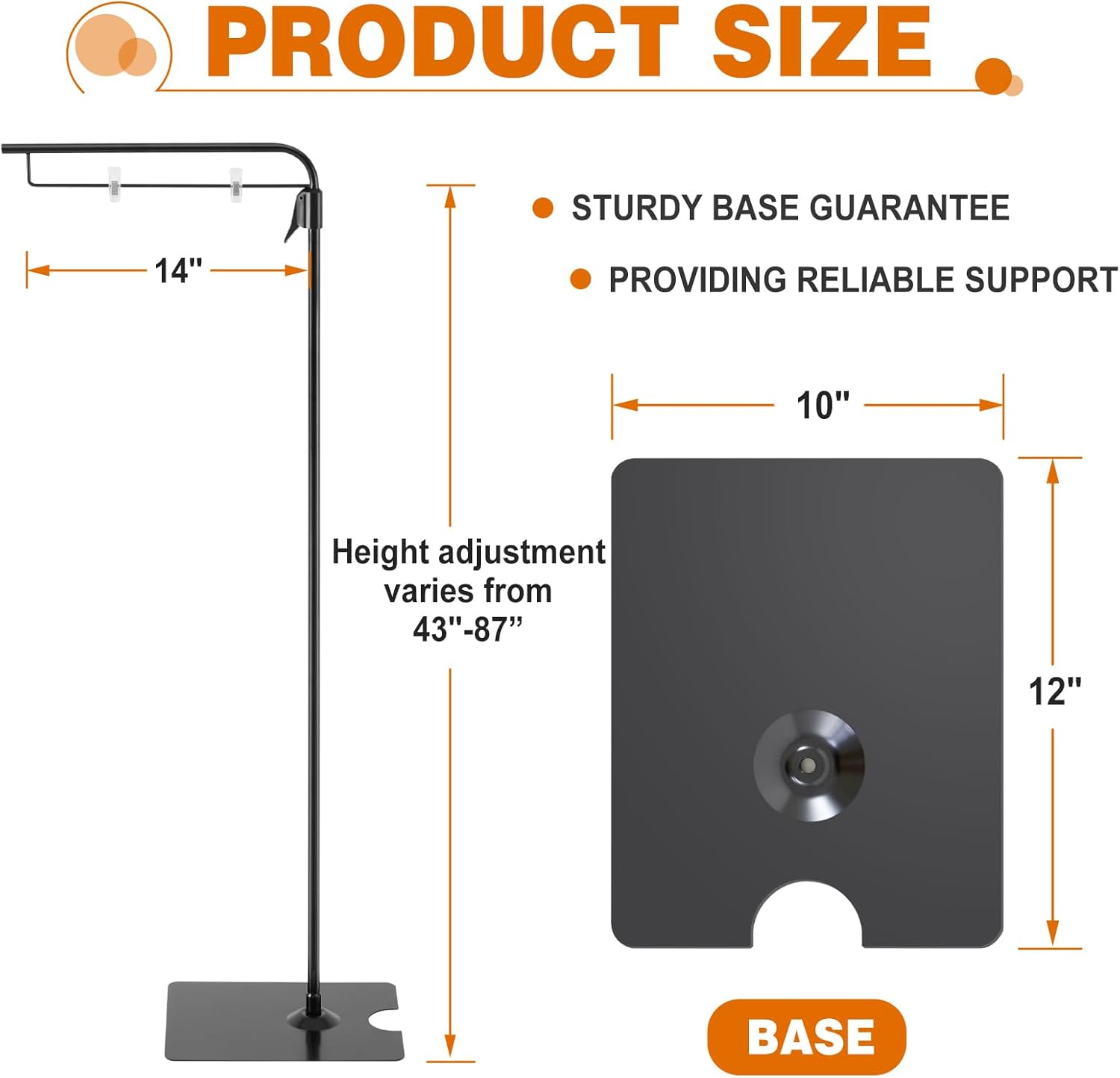 1 Pcs Adjustable Hanging Poster Stand Sign Holder 43-87 Inch Pallet Floor Standing Poster Display Black Heavy Duty