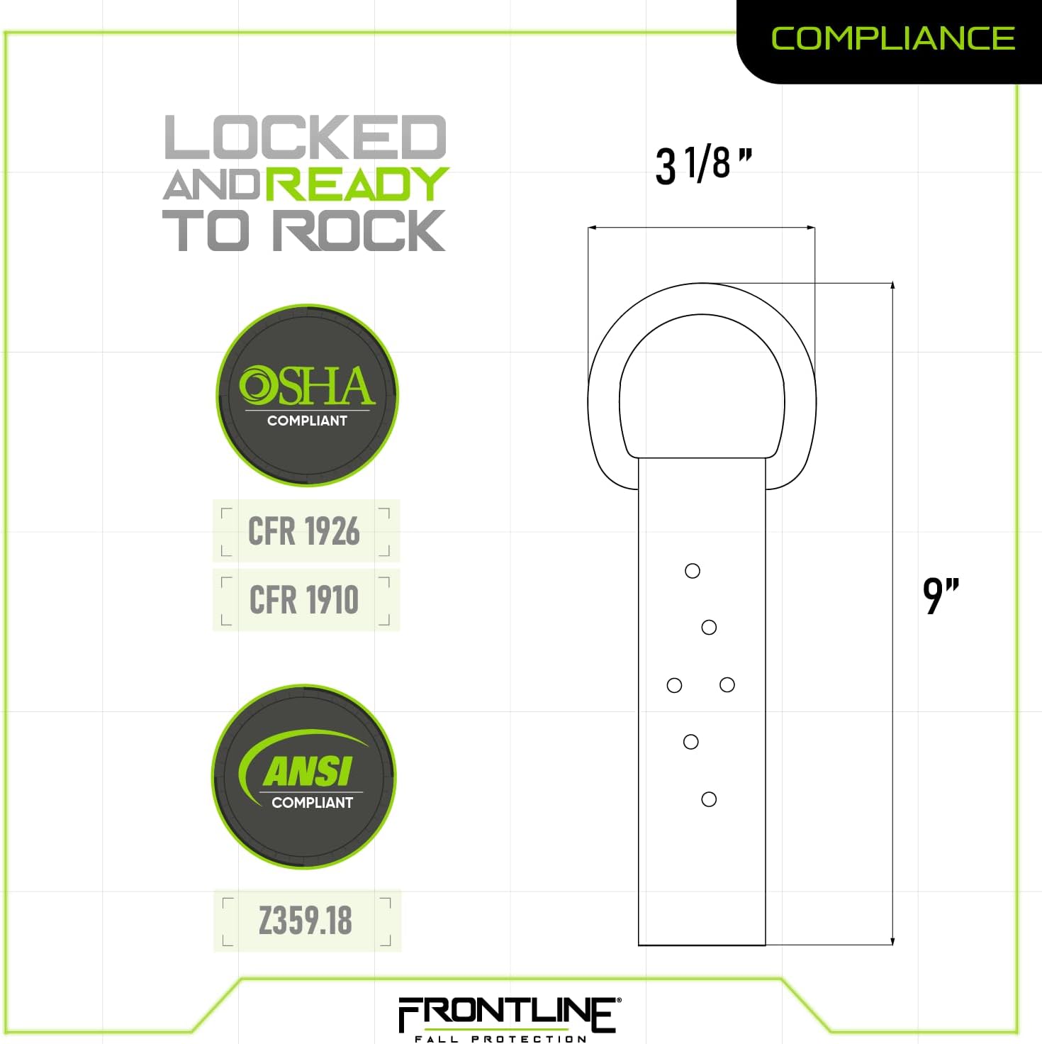 Frontline ROSU01SS Stainless Steel Permanent Roof Anchor | Corrosion Resistant | 5,000 lbs Strength | OSHA & ANSI