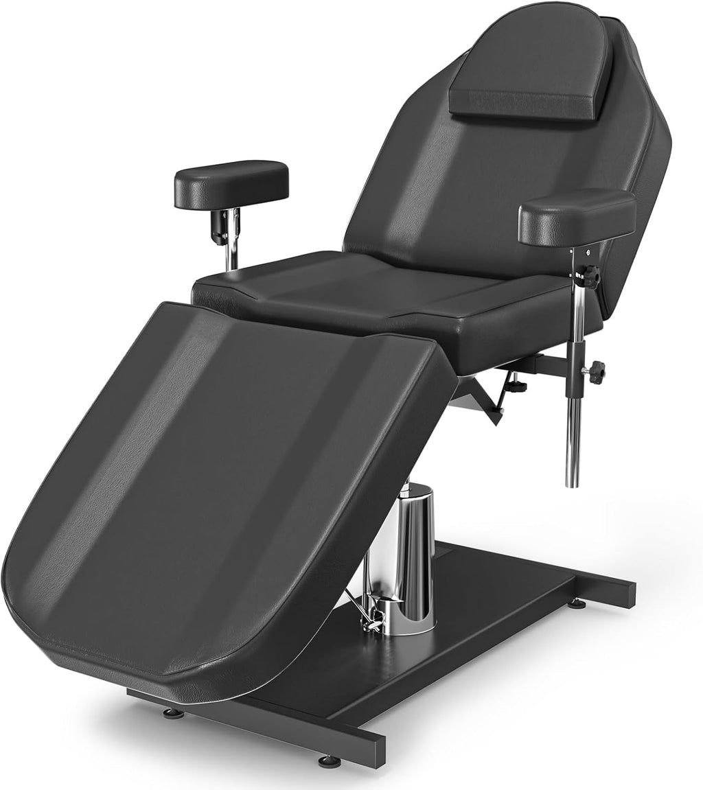 Hydraulic Esthetician Chair Bed, Black Tattoo Chair for Clients