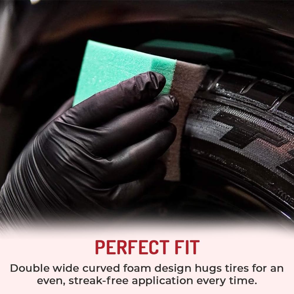 Tire Dressing Applicator 12 Pack - Durable and Reusable, Contoured Tire Shine and Dressing Sponge for Your Car's Wheels