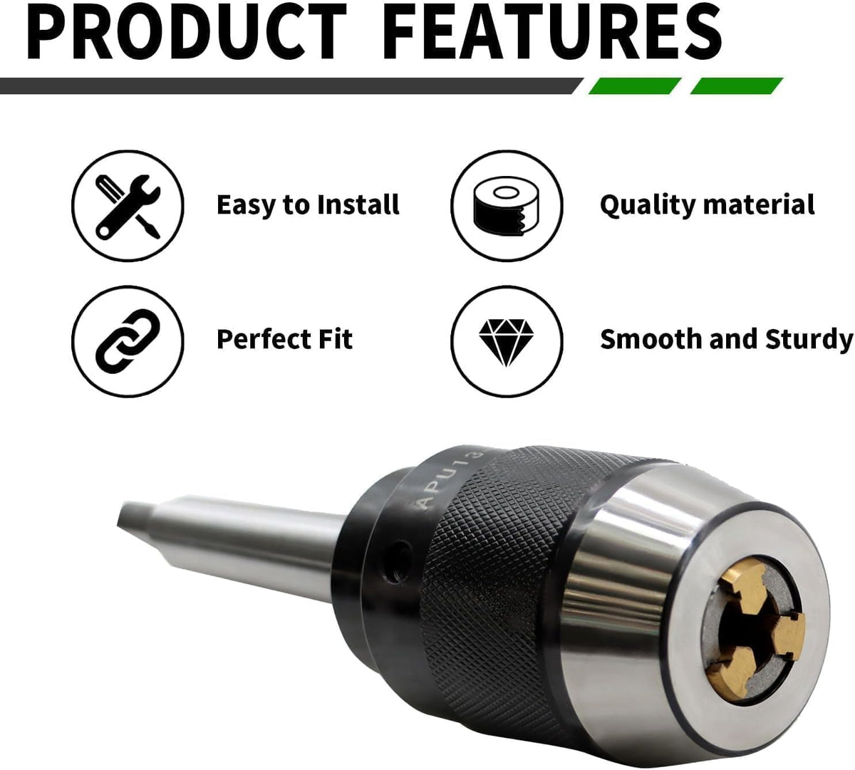 1/64"-1/2" Heavy Duty MT2 Shank Lathe Keyless Drill Chuck