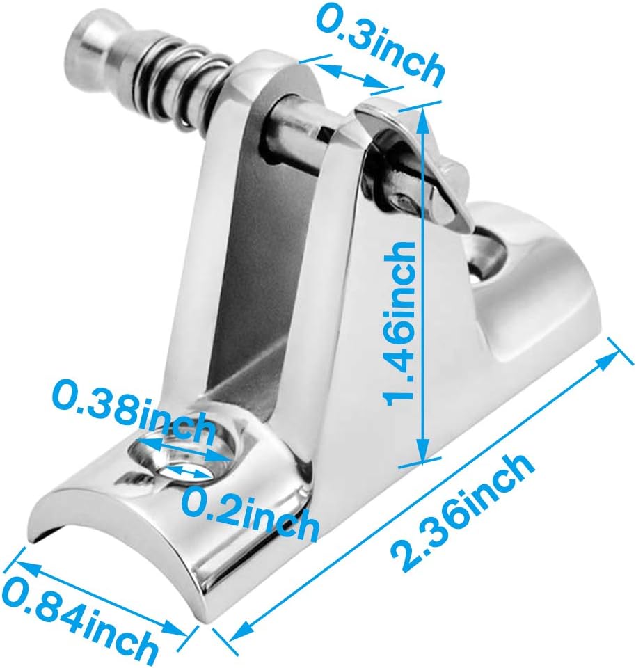2 PCS Bimini Top Deck Hinge 90°Fitting Concave Base Hardware