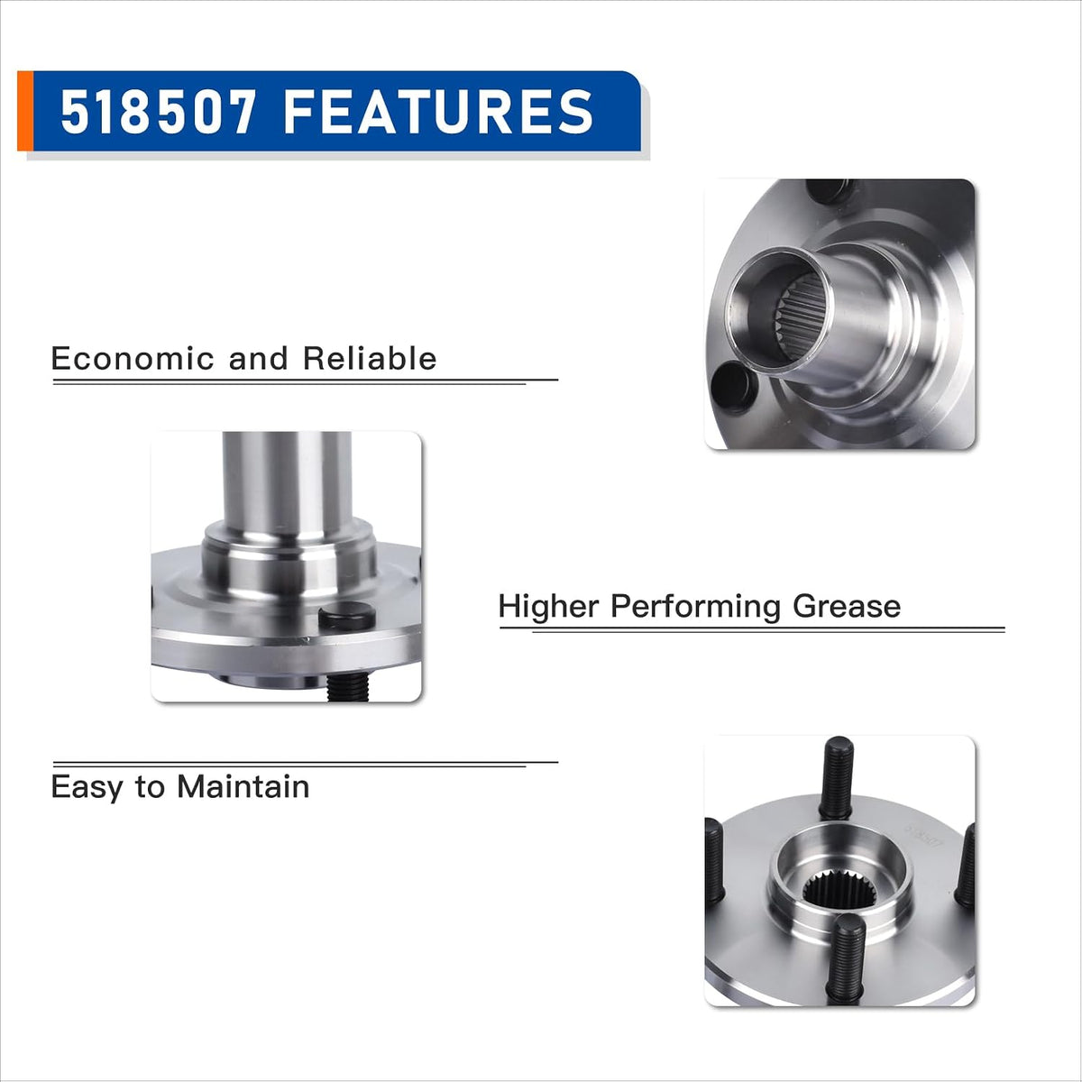 PAROD 518507 Front Wheel Hub and Bearing Assembly Compatible with 1994-2002 Toyota Corolla, 1988-1993 Corolla, 1998-2002 Chevy Prizm, 1993-1997 Geo Prizm 4 Lugs