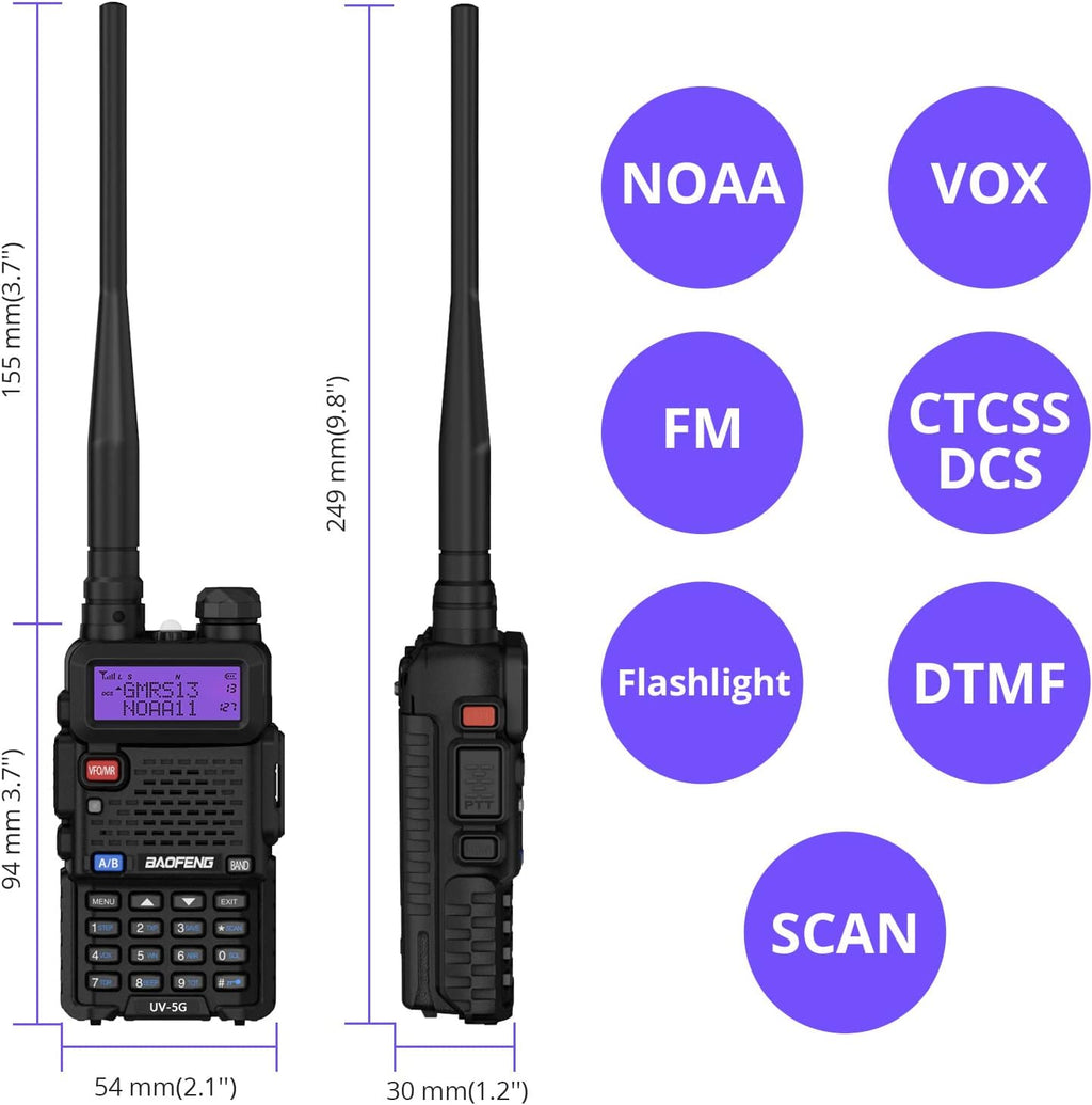 UV-5G (UV-5X) GMRS Handheld Radios, Long Range Two Way Radio 2 Pack | CHIRP Compatible, Repeater Capable, NOAA