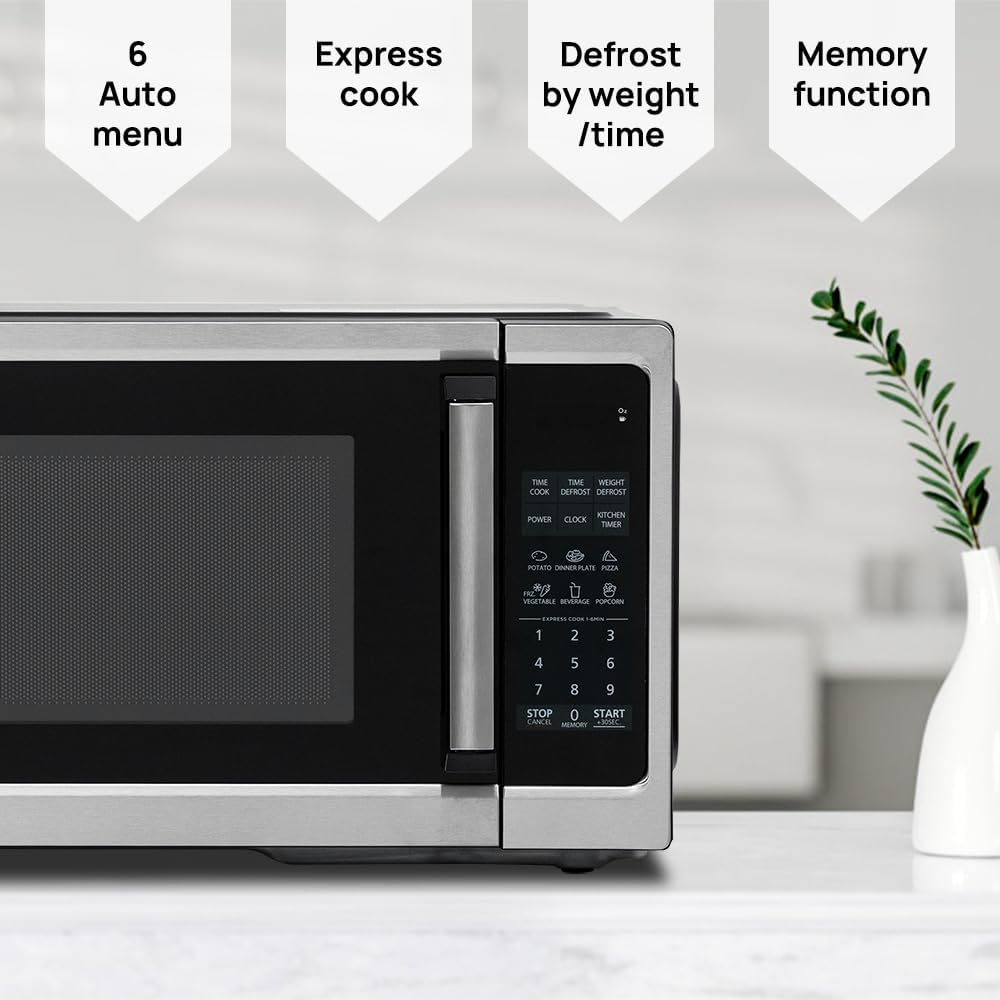 Microwave Oven Countertop 900W, 0.9 Cu.Ft Ovens with Removable Turntable and Child Lock, Small Mini Microwave Compact